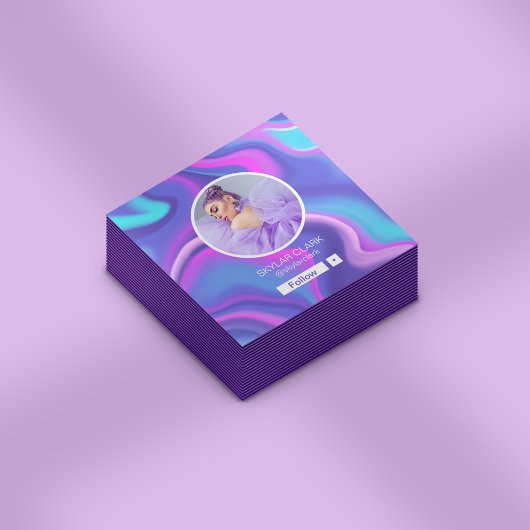 Instagram 後を追 Meフォトウォーターカラーホログラム スクエア名刺