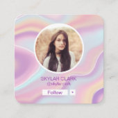 Instagram 後を追 Meフォトウォーターカラーホログラム スクエア名刺 (正面)