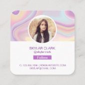 Instagram 後を追 Meフォトウォーターカラーホログラム スクエア名刺 (裏面)