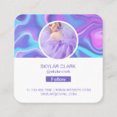 Instagram 後を追 Meフォトウォーターカラーホログラム スクエア名刺 (裏面)