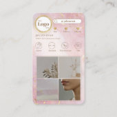 Instagram 後を追 Me 4フォトグリッドグリッター金ゴールドピンク 名刺 (正面)