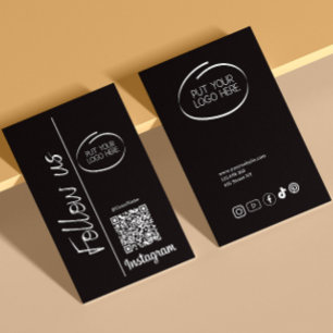 Instagram 後を追 Us Qrコードブラックビジネスロゴ 名刺