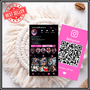Instagram 接続 ピンク パーソナルトレーナー 名刺