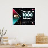 Instagram 1000フォロワー | Instagramの買フォロワ ポスター (キッチン)