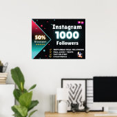Instagram 1000フォロワー | Instagramの買フォロワ ポスター (ホームオフィス)