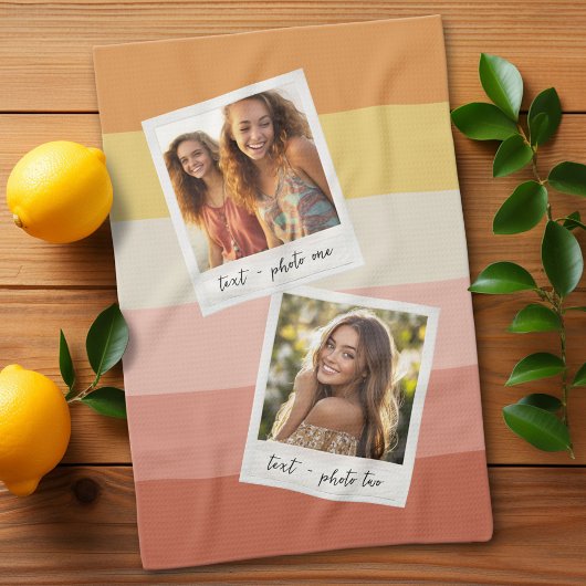 Instagram 2フォトコラージョカラフルラルストライプズ キッチンタオル