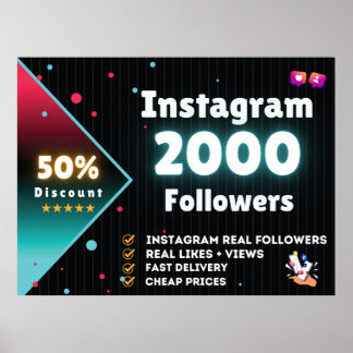 Instagram 2000フォロワー | Instagramの買フォロワ ポスター