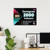 Instagram 2000フォロワー | Instagramの買フォロワ ポスター (ホームオフィス)