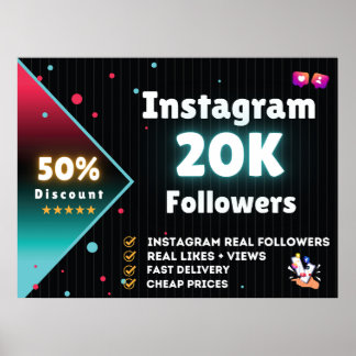 Instagram 20Kフォロワー | Instagramの買フォロワ ポスター