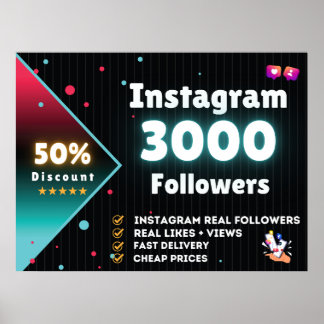 Instagram 3000フォロワー | Instagramの買フォロワ ポスター