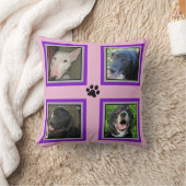 Instagram 4写真ペット家族紫色のフレームピンク クッション (ブランケット)