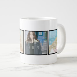 Instagram 4-Photo パーソナライズされた カスタム Jumbo Mug ジャンボコーヒーマグカップ