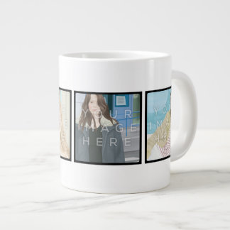 Instagram 4-Photo パーソナライズされた カスタム Jumbo Mug ジャンボコーヒーマグカップ