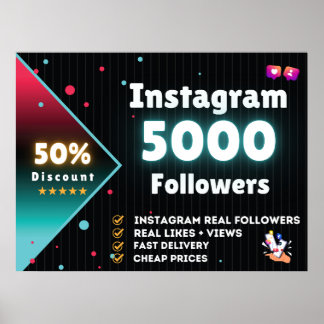 Instagram 5.000フォロワー | 買 Instagram Follower ポスター