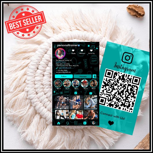 Instagram Connect with Usパーソナルフィットネストレーナー 名刺