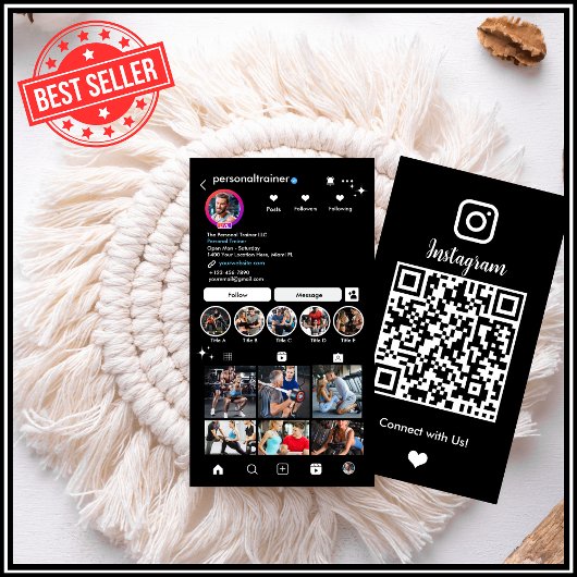 Instagram Connect with usパーソナルフィットネストレーナー 名刺