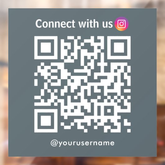 Instagram Connect With Us Qr Code Navy ウィンドウサイン (シート2)