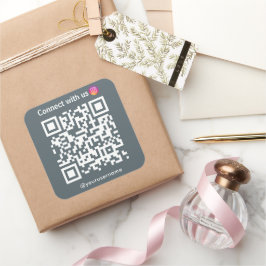 Instagram Connect With Us Qr Code Navy スクエアシール