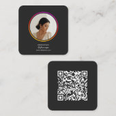 Instagram DarkテーマQRコード1写真ソーシャルメディア スクエア名刺 (正面/裏面)
