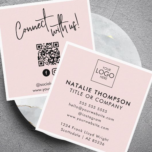 Instagram FacebookソーシャルメディアミニマリストQRコード スクエア名刺