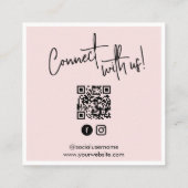 Instagram FacebookソーシャルメディアミニマリストQRコード スクエア名刺 (裏面)