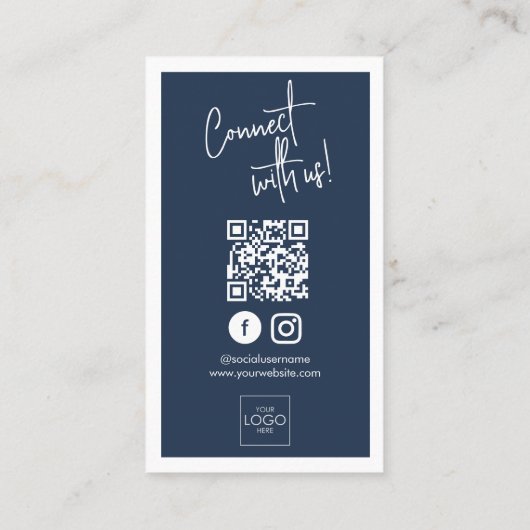 Instagram FacebookソーシャルメディアミニマリストQRコード 名刺 (裏面)