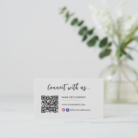 Instagram Facebookロゴグレーで接続 名刺 (スタンド正面)