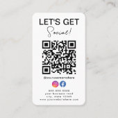 Instagram FacebookロゴQrコードと接続 名刺 (正面)