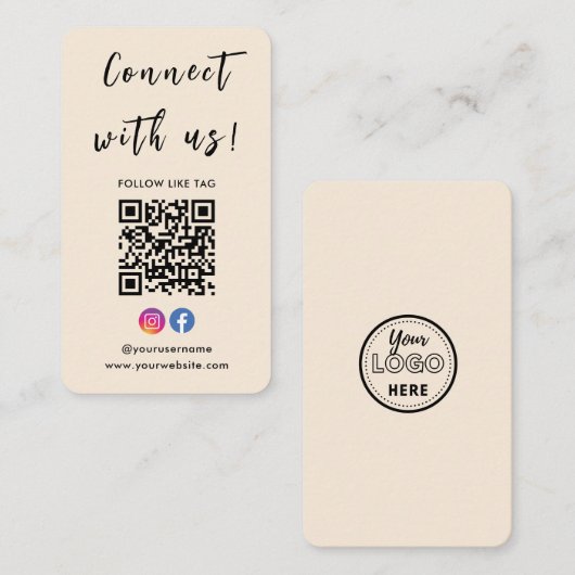 Instagram Facebook QrコードとBohoを接続 名刺 (正面/裏面)