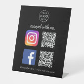 Instagram Facebook QRコードブラックとの接続 台座サイン (正面)