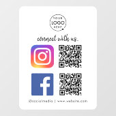 Instagram Facebook QRコードホワイトと接続 ウィンドウサイン (シート)