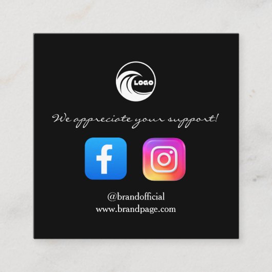 Instagram Facebook QRコード表示 ビジネスカード (正面)