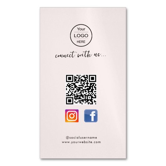 Instagram Facebook QRコード |のPink名刺 マグネット名刺 (正面縦)