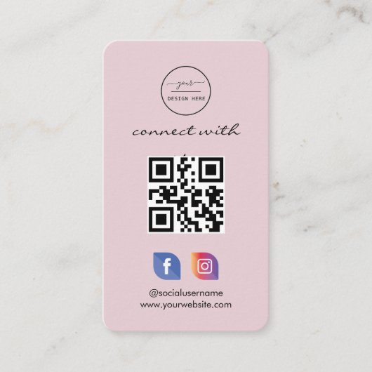 Instagram Facebook QRコード，ソーシャルメディアほこりっぽいバラ 名刺 (正面)