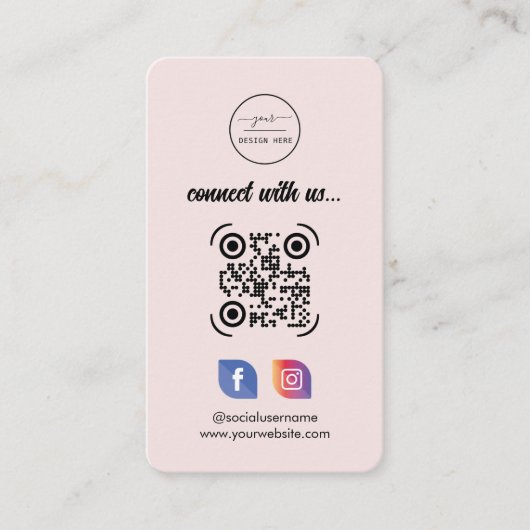 Instagram Facebook QRコード |ソーシャルメディアピンクバス 名刺 (正面)