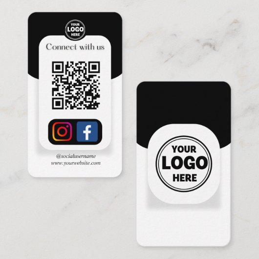Instagram Facebook QRコード |ソーシャルメディア 名刺 (正面/裏面)