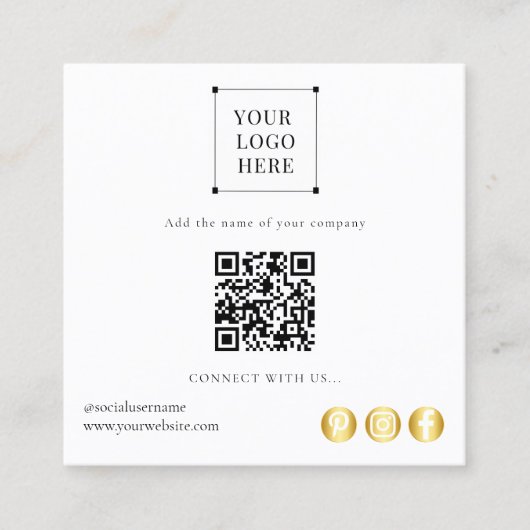 Instagram Facebook QRコード |ソーシャルメディモダンア スクエア名刺 (正面)