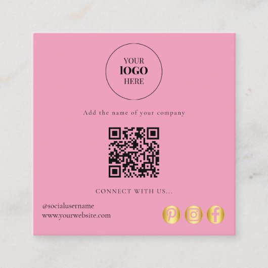 Instagram Facebook QRコード |ソーシャルメディモダンア スクエア名刺 (正面)