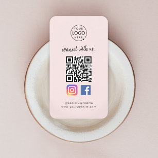 Instagram Facebook QRコード   SNS ピンク 名刺