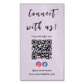 Instagram Facebook QrコードUs Purpleと接続 マグネット名刺 (正面縦)