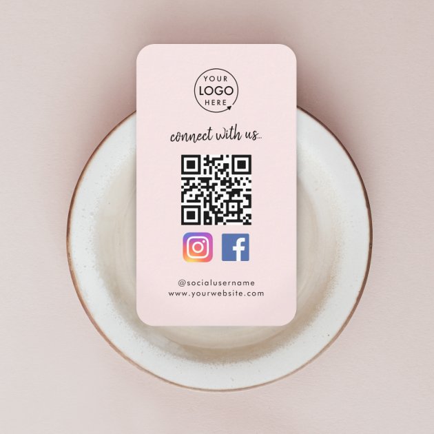Instagram Facebook QRコード | SNS ピンク 名刺 | Zazzle.co.jp