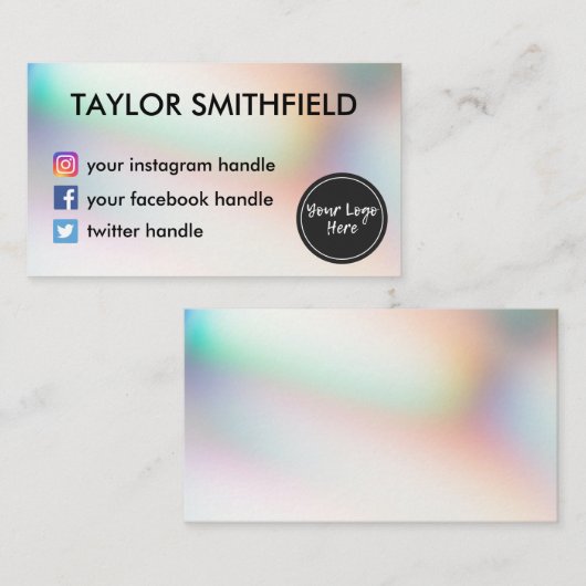 Instagram facebook twitter holoグラデーション 名刺 (正面/裏面)