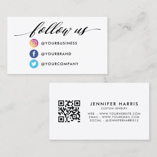 Instagram Facebook Twitter Qrコード 名刺 (正面/裏面)