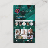 Instagram Green モダン Marble QRコードソーシャルメディア 名刺 (正面)