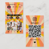 Instagram GroovyレトロBoho QRコードソーシャルメディア 名刺 (正面/裏面)
