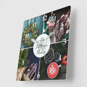Instagram Hyggeのクリスマスのパーソナライズな写真の格子 スクエア壁時計 (傾斜)