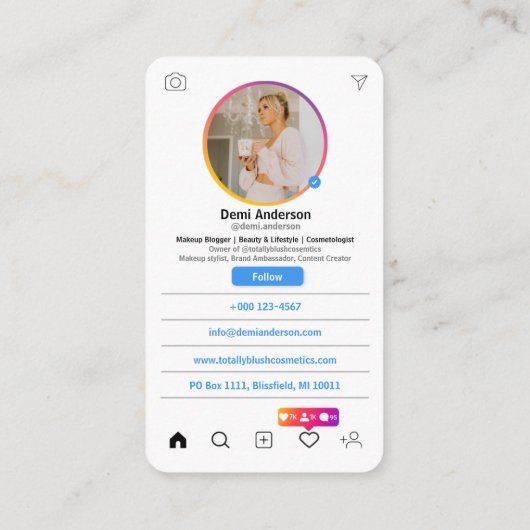 Instagram Influencerモダンの名刺 名刺 (裏面)
