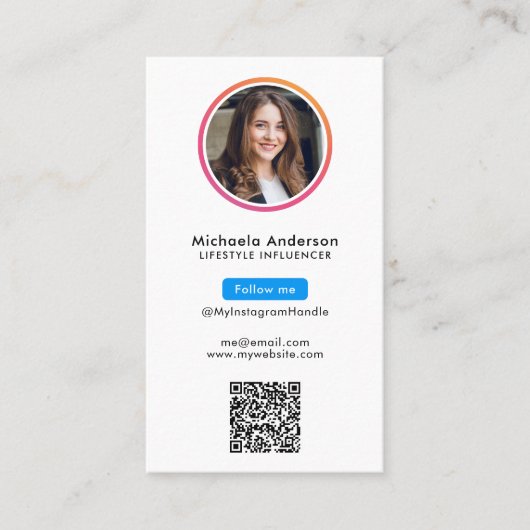 Instagram Influencer QRコード 名刺 (正面)