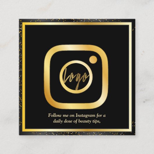 Instagram Influencer Vloggerフォトスタイル金ゴールド スクエア名刺 (正面)