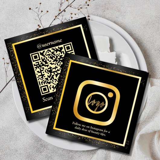 Instagram Influencer Vloggerフォトスタイル金ゴールド スクエア名刺